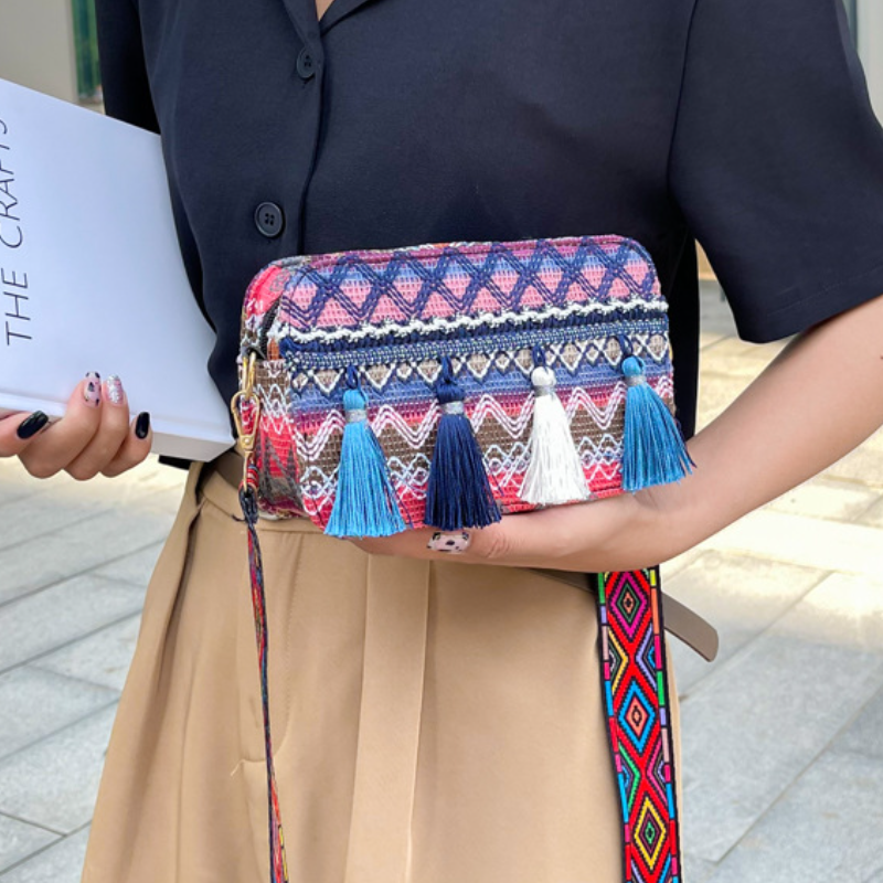 Borse piccole da donna di moda 2022 nuova borsa a tracolla personalizzata in stile nazionale con tracolla piccola borsa quadrata tessuta nappa