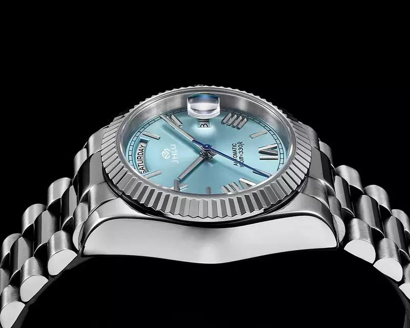 Reloj Mecánico de lujo para hombre, cronógrafo automático con esfera de textura de meteorito, cristal de zafiro, 2024