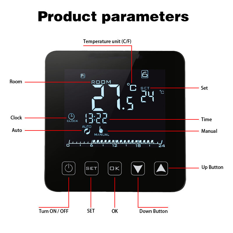 Wand halterung WiFi Smart Thermostat LCD-Display Touchscreen elektrische Fußboden heizung Wasser temperatur Fernbedienung Thermostat