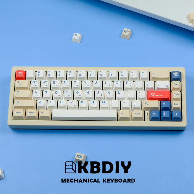 KBDiy GMK Keycap Susu kedelai 135 tombol PBT Korea Jepang Keycap ISO Enter profil ceri untuk GMK67 K500 Keyboard mekanik Gaming