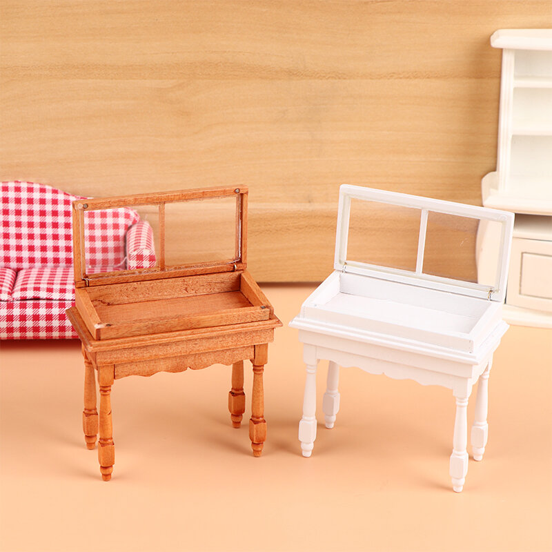 1 buah miniatur meja kayu kerang perhiasan kabinet pajangan kabinet penyimpanan furnitur kabinet untuk 1/6 1/12 dekorasi rumah boneka