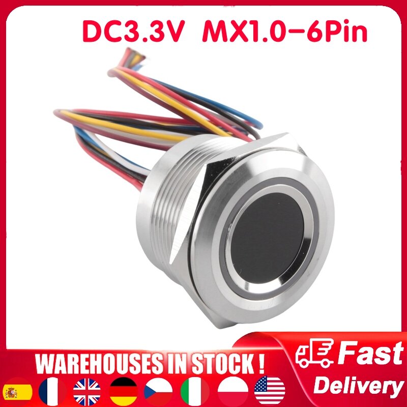 Dc3.3v mx1.0-6ピン容量性指紋モジュールr503丸型rgbリングインジケーターLED制御センサースキャナー15/19mm