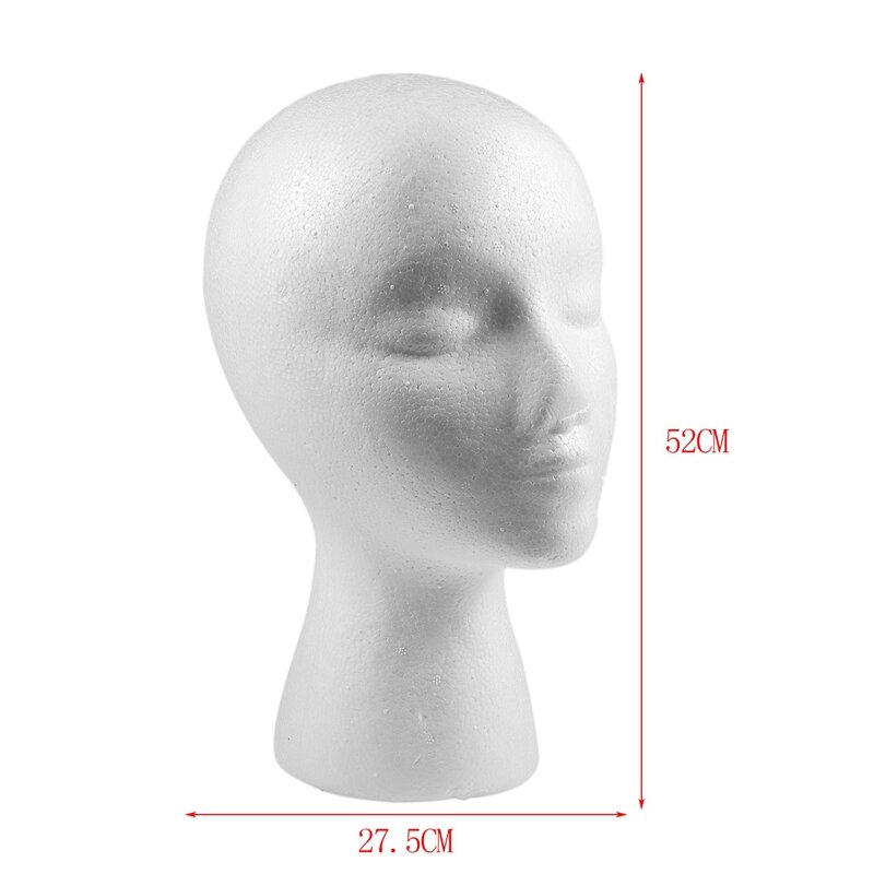 3X 27.5x52ซม. หัวหุ่นหญิงโฟม (โพลีสไตรีน) สำหรับหมวกและหูฟัง