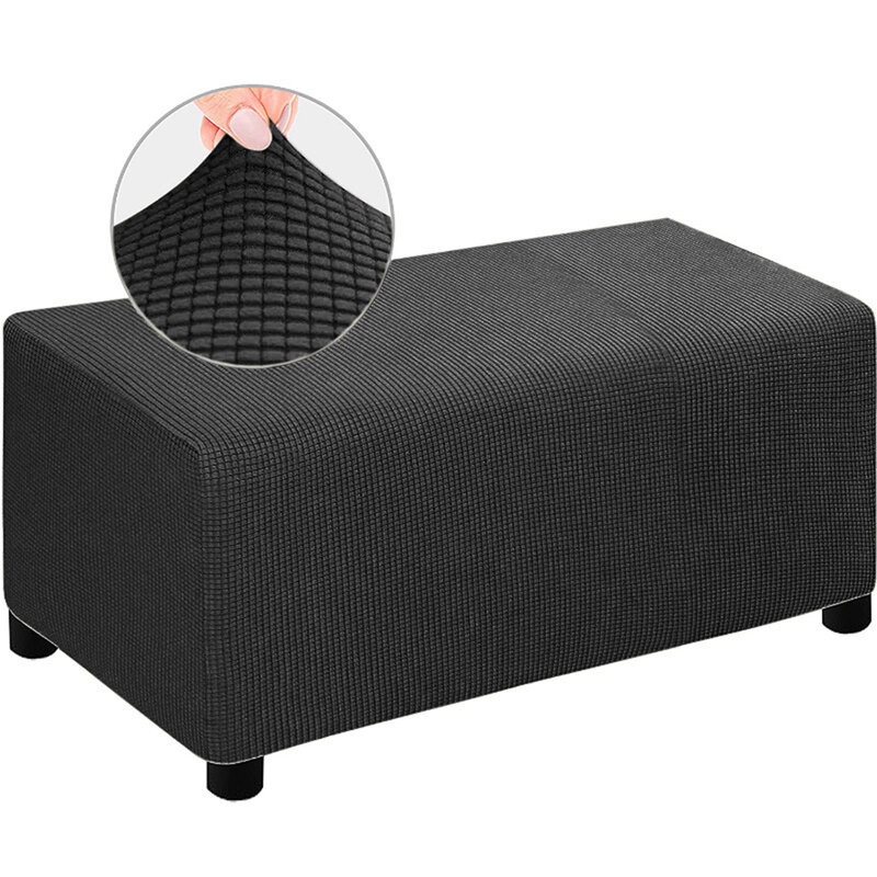 Ottoman Cover S/M/L/XL Jacquard Durable Thicken Storage Stool Covers Stretch Footrest Furniture Protector Rectangle Slipcover