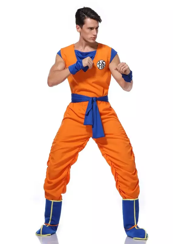 할로윈 일본 애니메이션 성인 오렌지 슈트, 손오공 코스프레 코스튬 애니메이션 슈퍼 히어로 유니폼, 역할 놀이 원피스