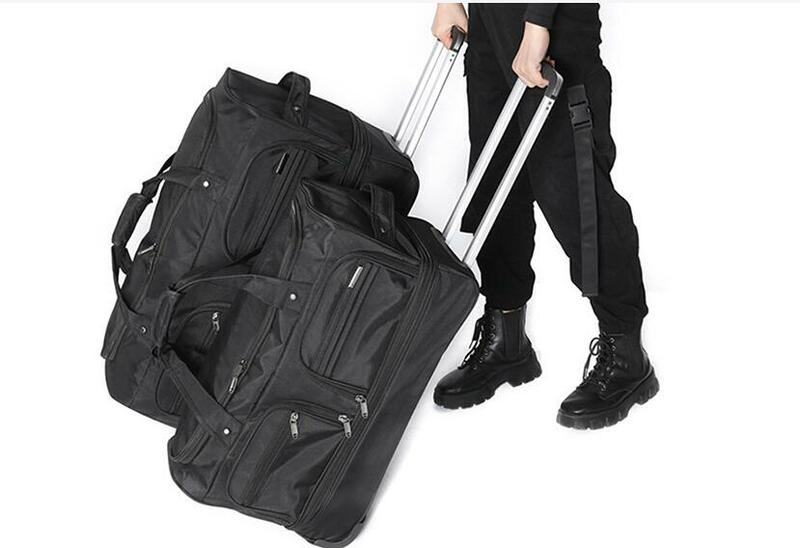 Oxford 80L Trravel Bagagem Bag sobre rodas impermeável viagem trole bagagem sacos homens negócios viagem saco mulheres carregam na bagagem