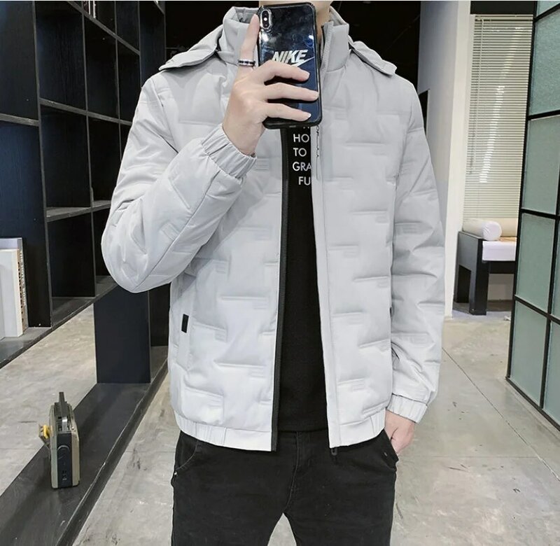 เสื้อกันลมมีฮู้ดแบบลำลองสำหรับผู้ชาย, เสื้อแจ็กเก็ตกันหนาวเสื้อขนเป็ดขนเป็ดสีขาว50% แจ็คเก็ตขนเป็ดอุ่น6XL 8XL 7XL