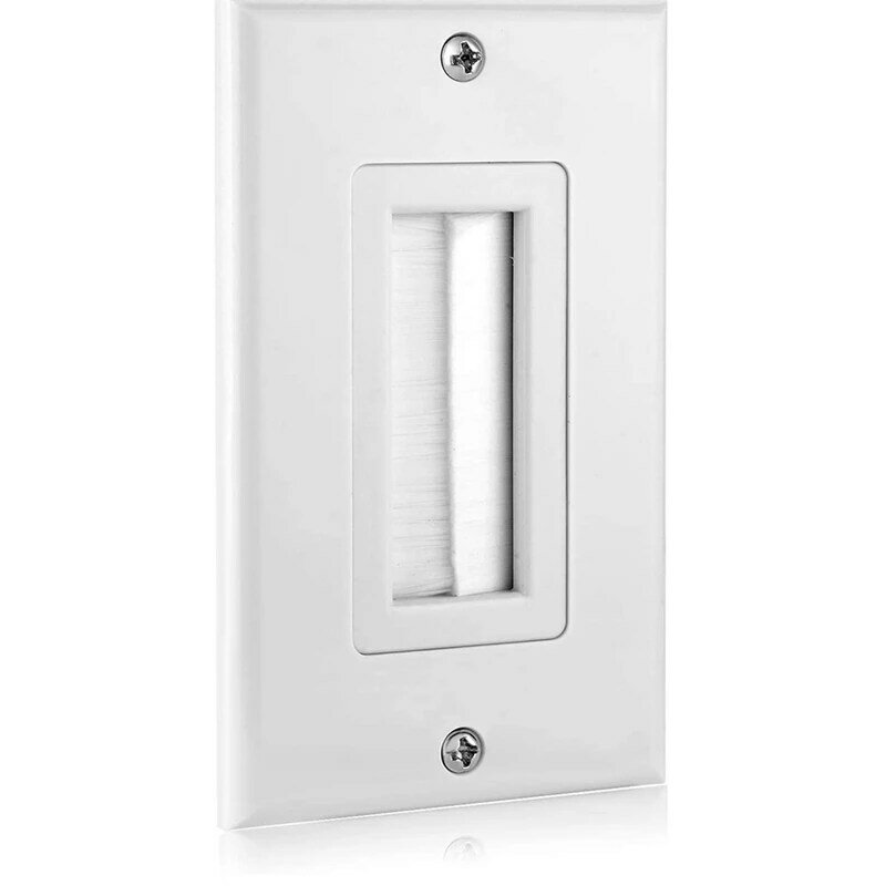 NEW-5 Pack Brush Wall Plate 1-Gang Wall Plate, Brush Style Opening Pass Through Low Voltage Cable Plate In-Wall Installation
