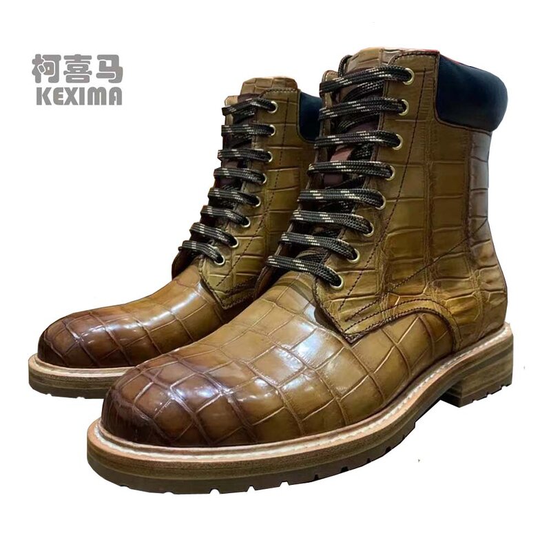 Yingshang-zapatos de piel de cocodrilo para hombre, botas de piel de cocodrilo, novedad