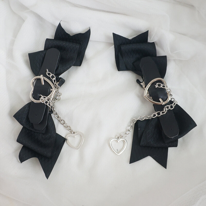 Lolita accesorios horquilla negro oscuro dulce Cool Girl Big Bow Punk Love JK Headwear Lolita Hair Ornament anime headwear
