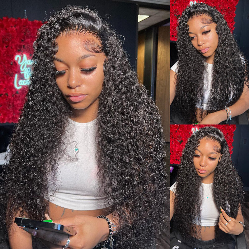 250 Density 13x6 Hd Lace Curly Wigs Human Hair Deep Wave Frontal Wig 40 Inch Water Wave 13x4 Glueless Lace Front Human Hair Wig