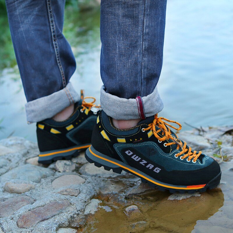 Zapatos de senderismo impermeables para hombre, zapatillas de escalada, anticolisión, informales, con cordones, para exteriores