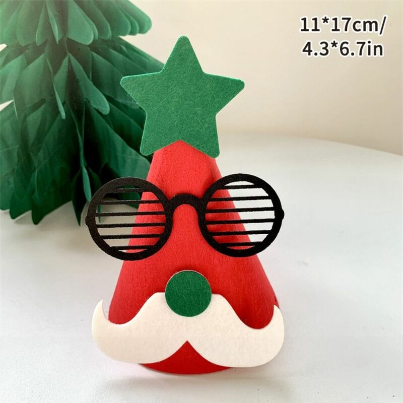 Sombrero de Papá Noel de fieltro decorativo para niños y adultos, gorro de fiesta de dibujos animados de animales, Feliz Navidad
