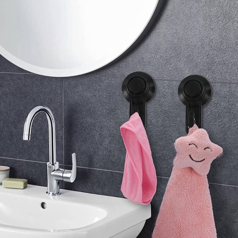 2 Pcs Suction Cup Hooks Powerful Suction Cup Bathroom Hooks,Vacuum Wall Hooks For Towel,Waterproof Shower Hooks