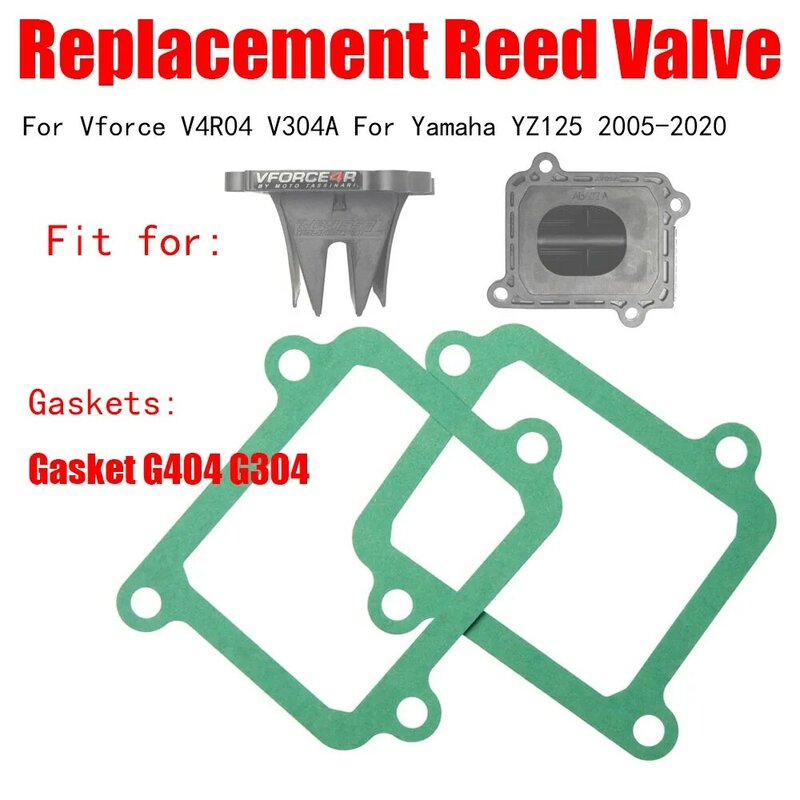 Válvula de lengüeta de repuesto, Junta G404, G304, apta para Vforce V4R04, V304A, Yamaha YZ125, 2005-2020, 2 uds.