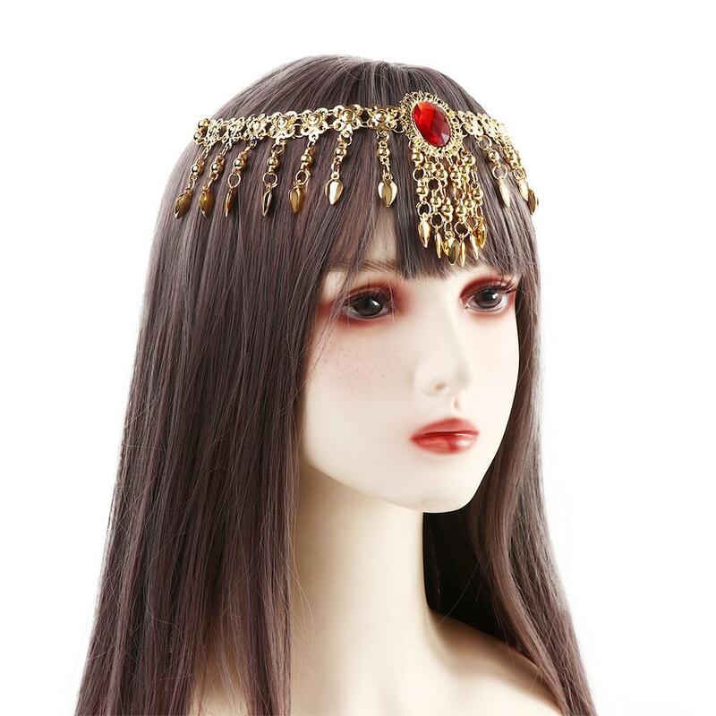 Braccialetto paillettes Bohemian Indian Dance Bead costumi di danza del ventre Diamond Hairband accessori per le prestazioni accessori per la testa