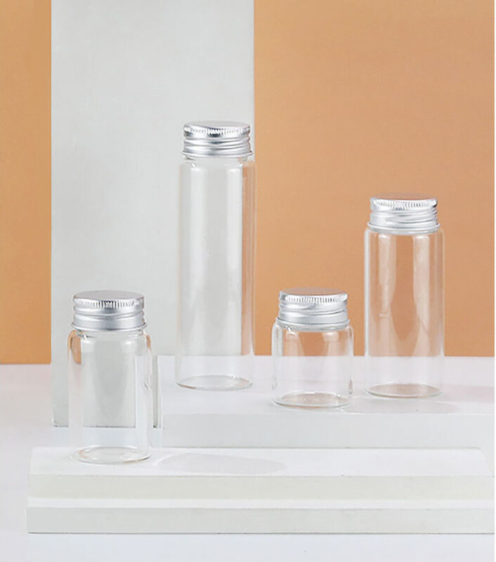 Многоразовые прозрачные стеклянные бутылки с алюминиевыми крышками, 1 шт.