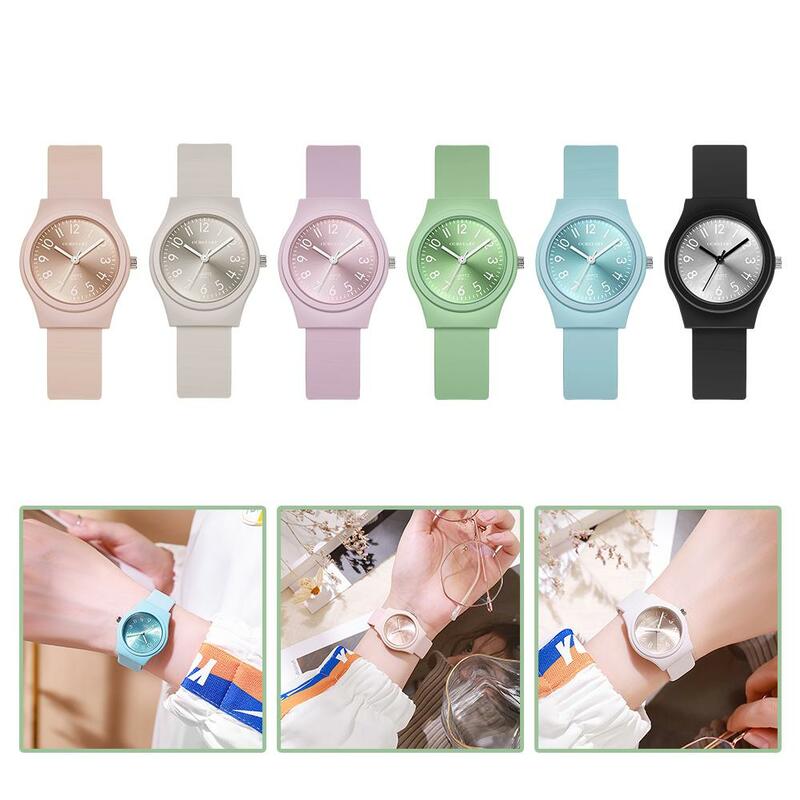1pc cukierkowe kolorowe zegarki na rękę dla kobiet modny zegarek kwarcowy pasek silikonowy tarcza kobiety w stylu Casual damski zegarek A9J5