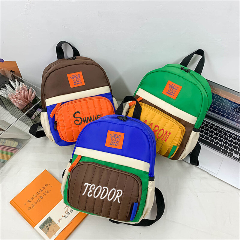 New Personalized Embroidered Kids Backpacks Girls Boys Kindergarten Elementary School Customized Name Lightweight Kids Bookbags