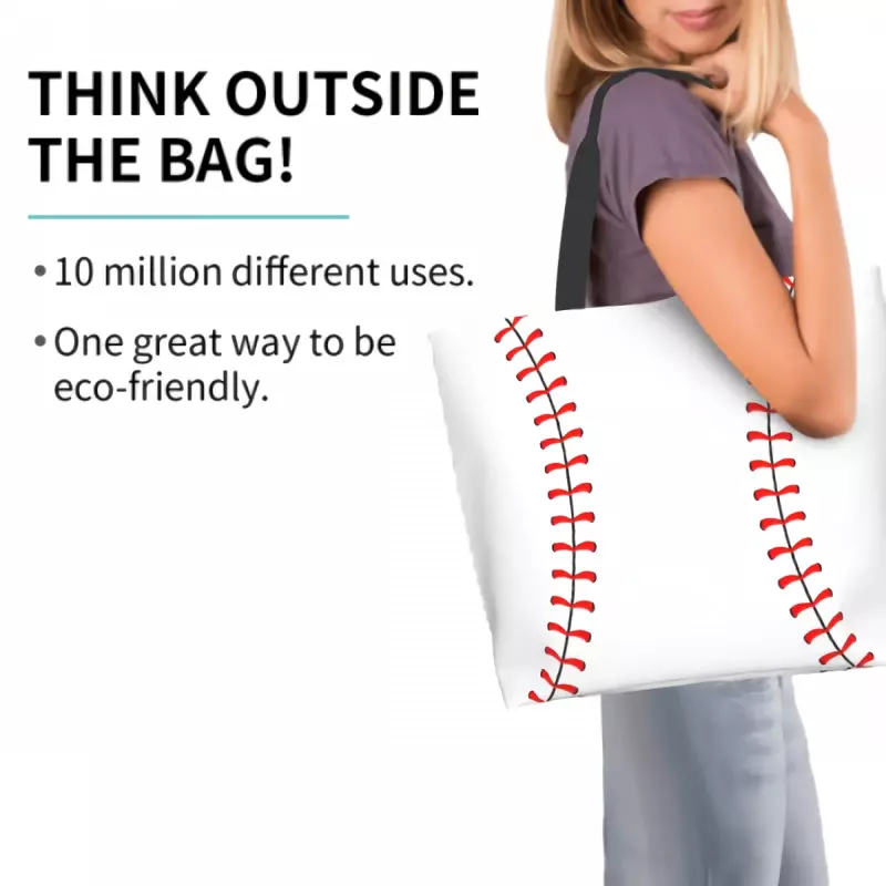 Bolsa de comestibles Extra grande de béisbol, bolso de mano reutilizable, compras, viaje, almacenamiento, ligero, lavable, bolso de hombro