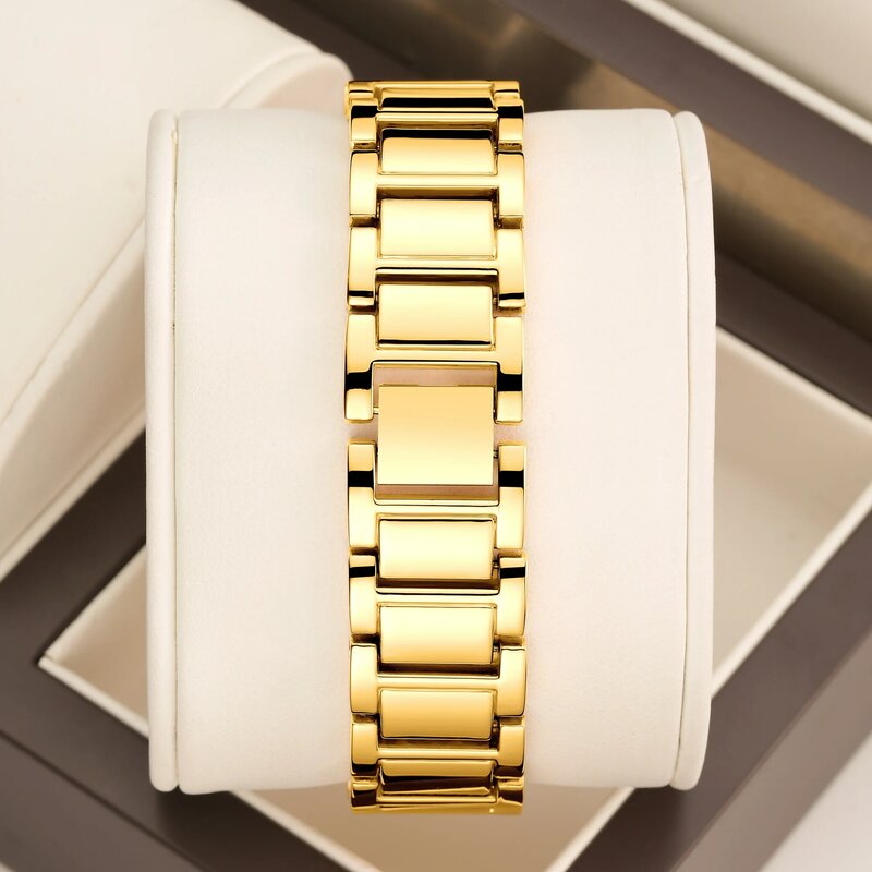 Zegarek damski marki YalaLuSi 2024, nowy złoty, luksusowy kryształowy diament z pudełkiem, zmywacz do zegarków, jonowe złocenie