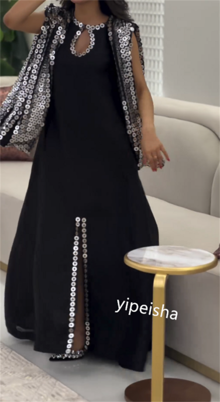 Prom Dress Evening Jersey Sequined Engagement Straight Scoop Neck Bespoke Occasion Gown Midi Dresses Saudi Arabia