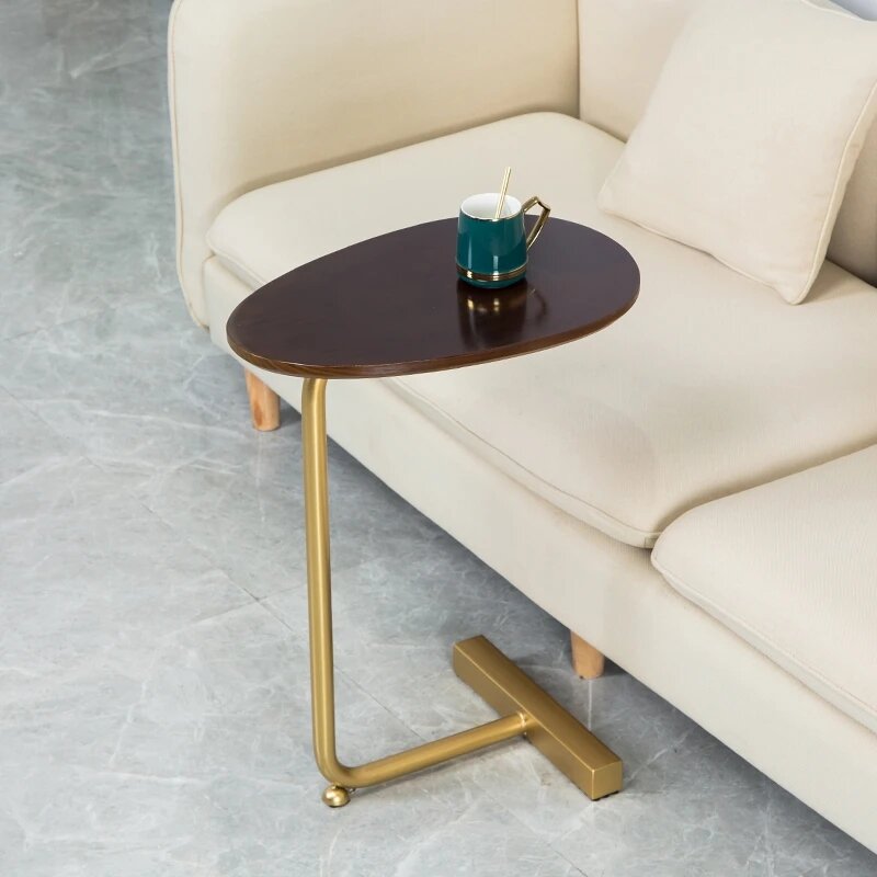 Meja samping Modern sederhana, seni Sofa sudut meja malas samping tempat tidur membaca kopi Oval meja teh kayu padat