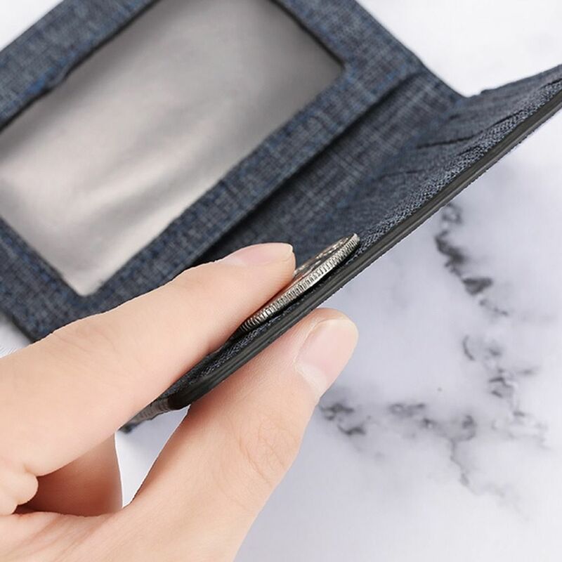 Bifold Women Men Short Wallet Portable Canvas Multi-purpose Coin Purse Multi-Pocket Zippered Credit Card Holder