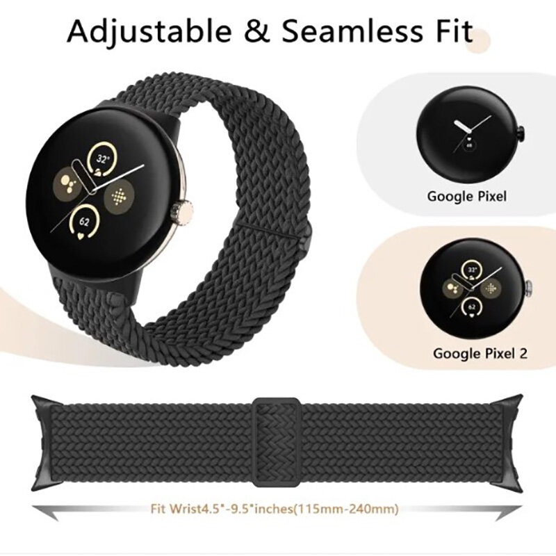 Loop trançado para o Google Pixel Watch2, Watch2 Strap Acessórios, Smartwatch, Elástico, Nylon, Cinto ajustável, Pulseira Correa