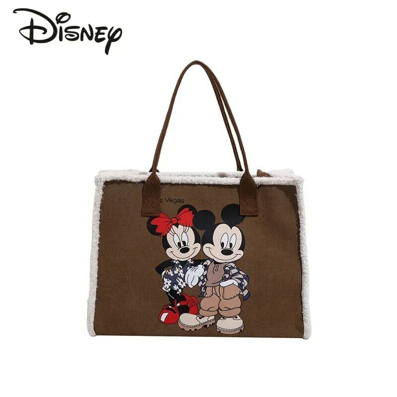 Disney-Bolsa Mickey feminina, lona de alta qualidade, bolsa de transporte feminino, bolsa de compras de grande capacidade, casual, elegante, nova