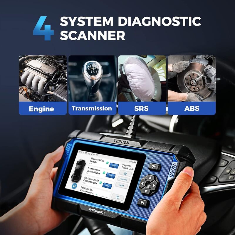 TOPDON AD600S OBD2 Scanner Tool, leitor de código, diagnósticos para ABS, SRS, no motor
