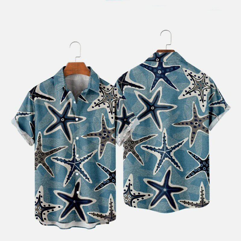 Рубашка мужская с принтом, гавайская пляжная кофта оверсайз с принтом, в стиле Харадзюку, для путешествий, лето 2024