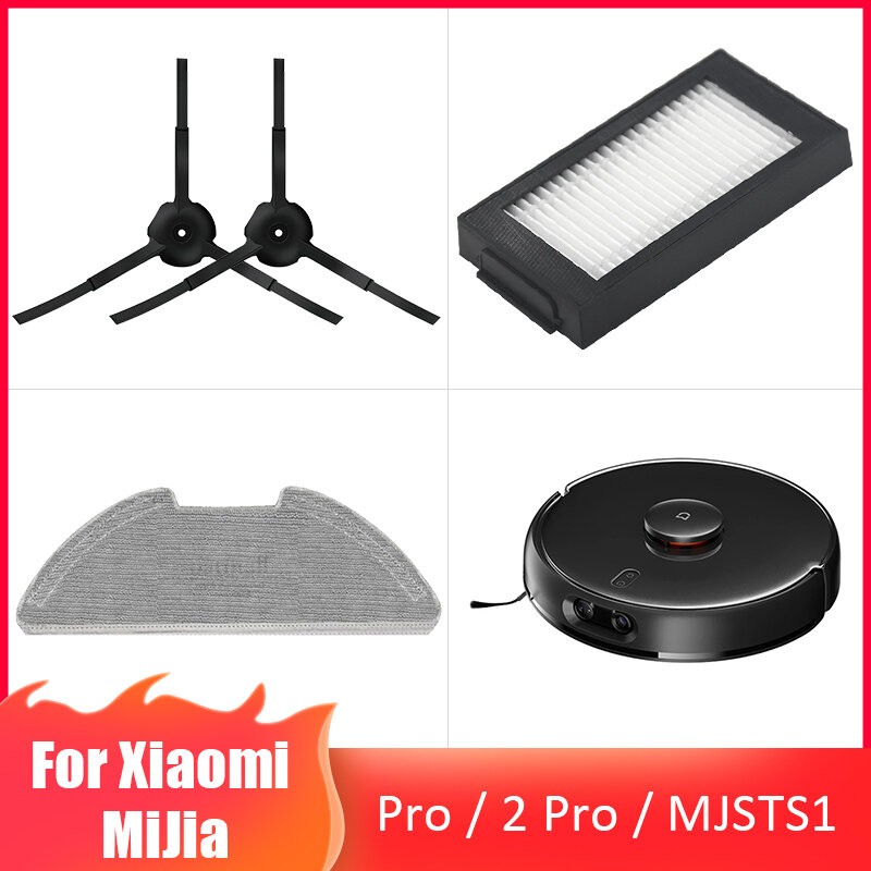 For XiaoMi Mijia Robot Vacuum-Mop Pro / 2 Pro / MJSTS1 Robot Vacuum Cleaner Side Brush Hepa Filter Mop Cloths Parts