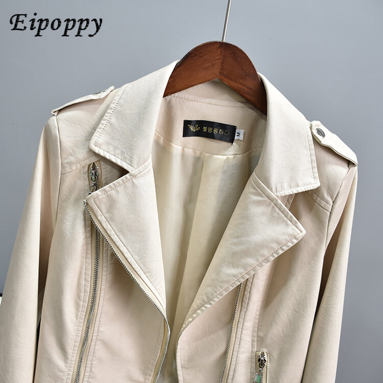 New Slim Suit Collar Zipper Biker giacca in pelle cappotto piccolo da donna