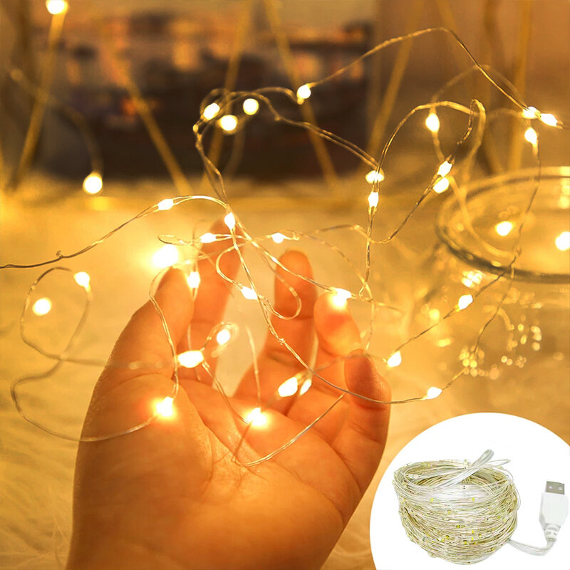 LED Copper Wire Starry String Light, Fairy String Lights, Strip Lamp, Iluminação de férias, Quarto, Casamento, Decoração de Natal