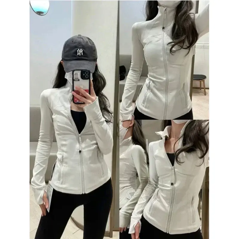 Yoga Clothes Women Define Jacket With Logo Wear Long Sleeve Full Zipper Sports Gym Workout Clothing Slim Fit Dupes Athletic