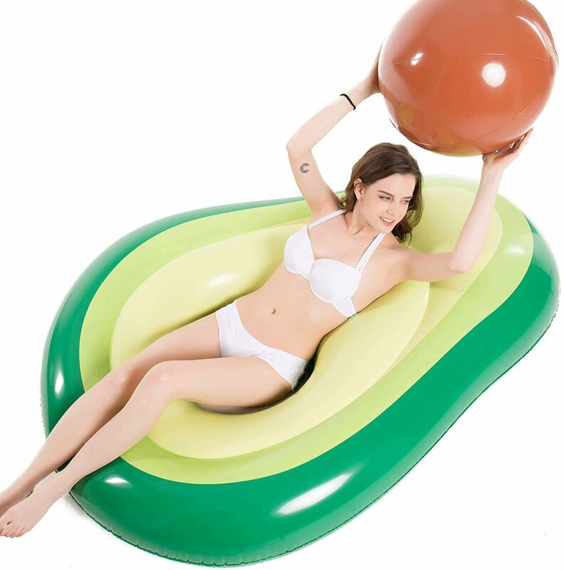 Flotador de piscina inflable de aguacate con pelota, anillo de natación, deporte acuático, colchón de natación de playa de verano, juguetes de fiesta, balsa de salón