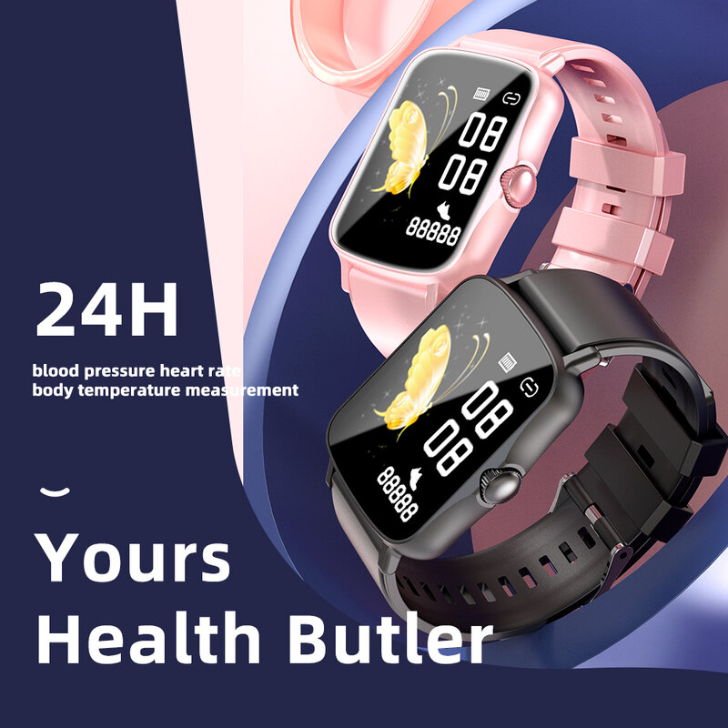 Manridy H5 Jam Tangan Pintar Bluetooth Denyut Jantung Tahan Air Suhu Monitor Tekanan Darah dan Oksigen Darah untuk Apple Huawei
