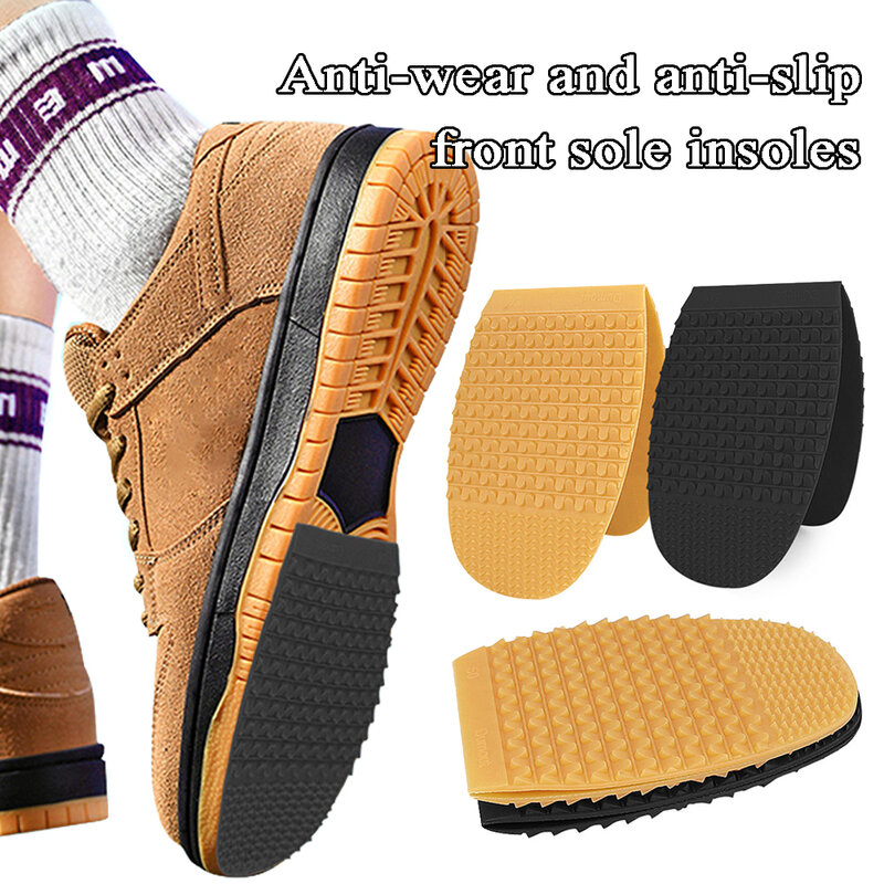 1Pair Rubber Forefoot Shoe Soles Non-slip Rubber Shoe Sole Repair Patches Wear-Resistant Shoes Mat Stickers Thicken DIY Outsoles