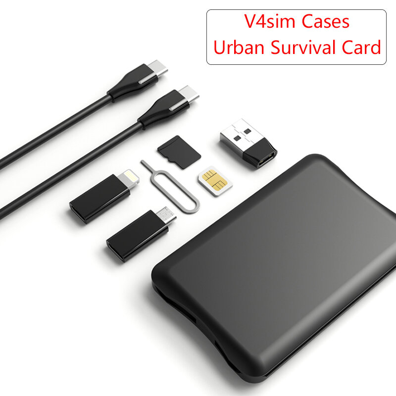 Urban Survival Card multi-fungsi kepala konversi jalur Data pengisi daya nirkabel Universal tas penyimpanan portabel