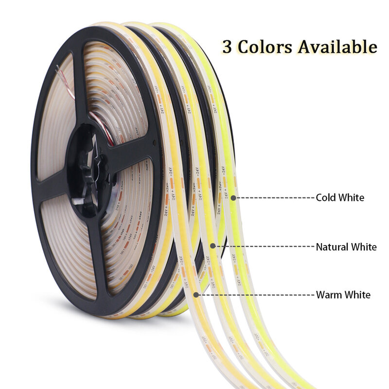 12V 24V Ip68 Waterdicht Cob Led Strip Licht 5M 10M 15M 20M 0.5M 1M Dc Flexibele Tape 320led/M Hoge Dichtheid Heldere Voering Verlichting