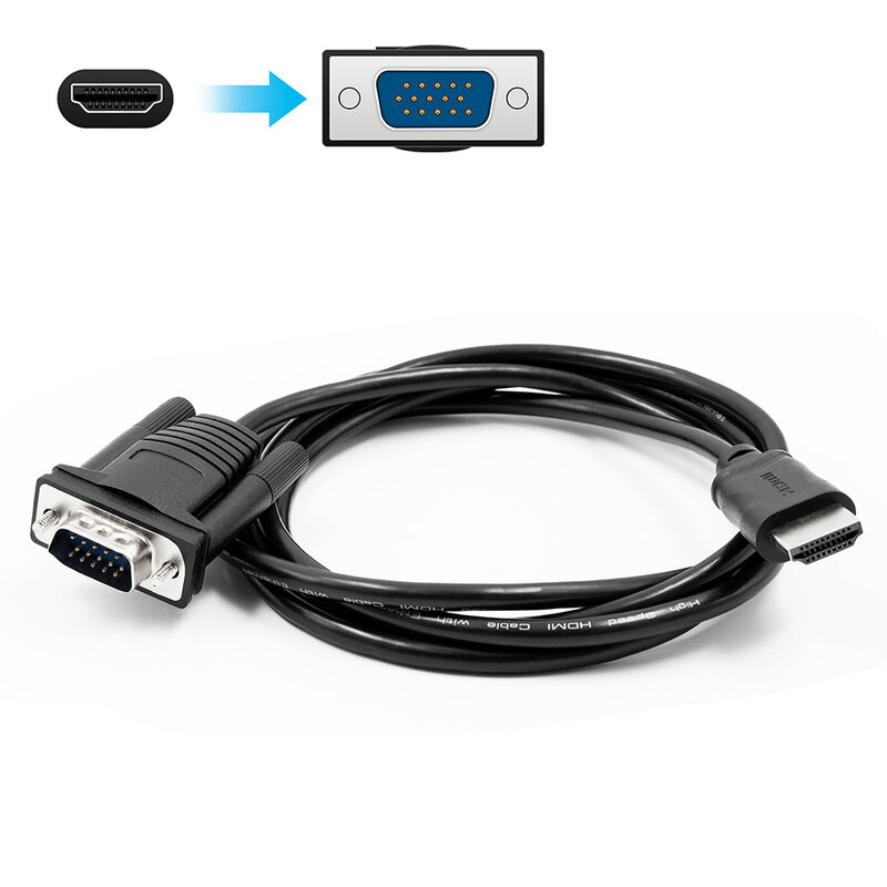 Cable HDMI a VGA para PC, ordenador de sobremesa, portátil, monitor, proyector, HDTV, Raspberry Pi, Roku, macho a macho, 150cm, negro
