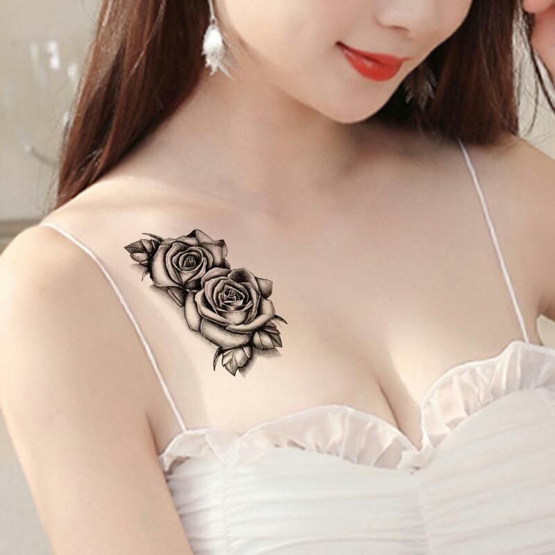 Tato sementara bunga trendi, stiker tato temporer bunga, tato tubuh jernih, stiker tato sementara untuk lengan