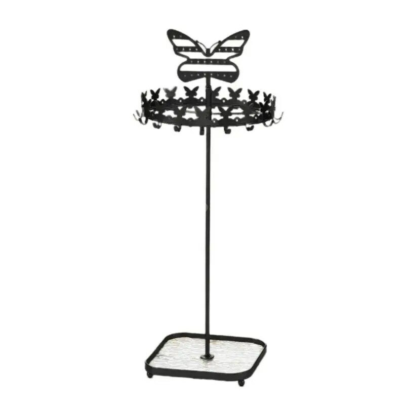 Soporte exhibición joyería mariposa Metal con bandeja, torre organizadora colgante