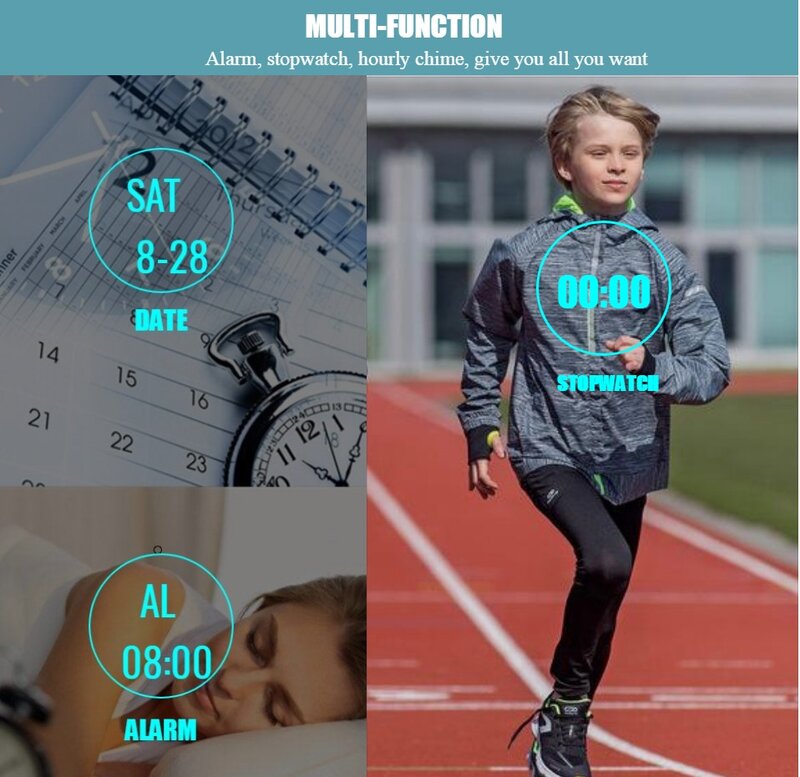 OHSEN-relojes electrónicos deportivos para niños y niñas, pulsera Digital resistente al agua hasta 50M, cronómetro, LED, electrónico