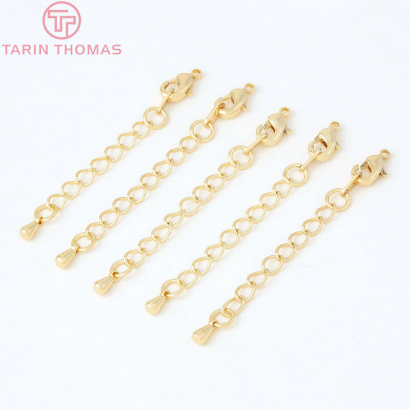 (3560)6 pezzi a figura intera 70MM catena di estensione in ottone placcato Color oro 24 carati con chiusure a moschettone accessori per gioielli di alta qualità