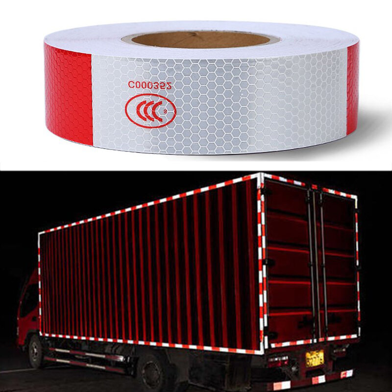 Breedte 5Cm Rood Wit Reflecterende Plakband Sticker Voor Vrachtwagen Motorfiets Fiets Auto Styling