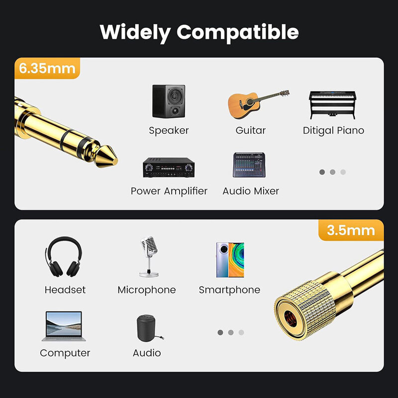 4/8/12/50pcs Stereo-Audio-Adapterst ecker vergoldet reines Kupfer 6,35mm (3,5 Zoll) Stecker auf mm (Zoll) Buchse Kopfhörer buchse