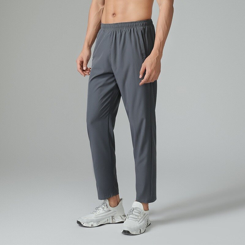 Men's Summer Ice Silk Cool Pants Sport Pants Thin Straight Tube Loose Quick Dry Breathable Casual Long Pants