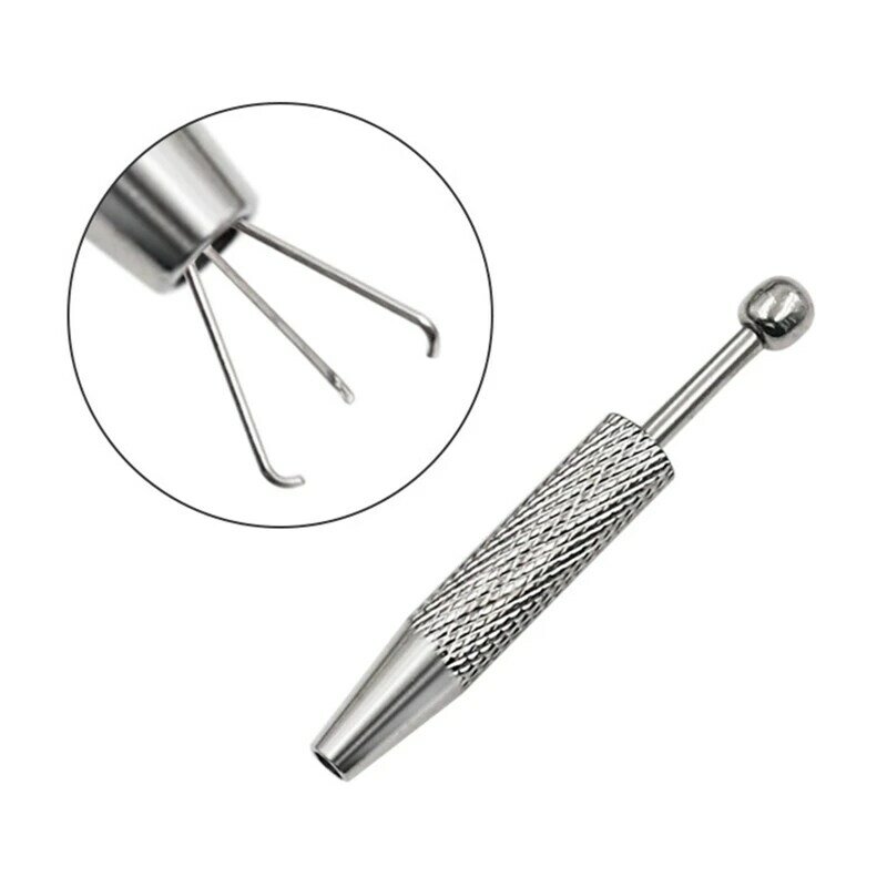 Piercing Ball Grabber Tool Pick Up Tool with 4 Prongs Holder Diamond Claw Tweezers for Small Parts Pickup IC Chips Gems